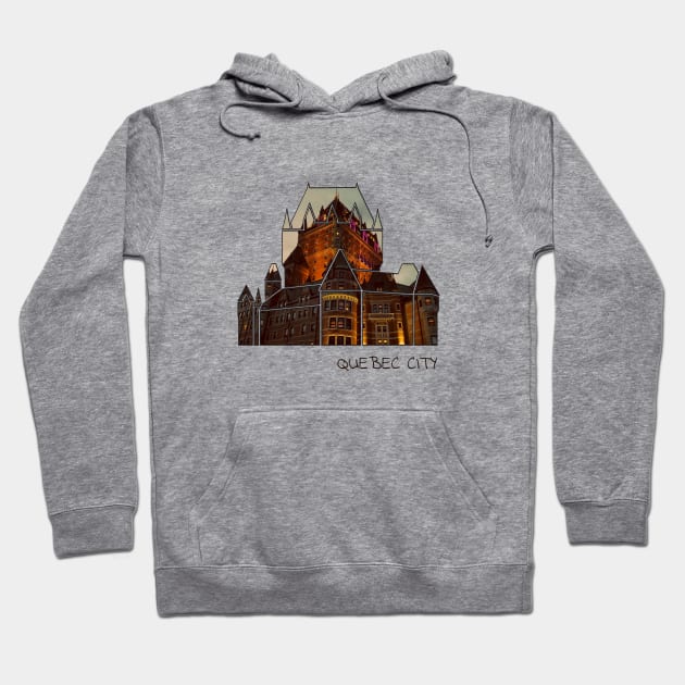 Quebec City Chateau Frontenac Hoodie by Maki Graphics